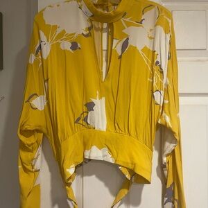 Free People Yellow Floral Blouse